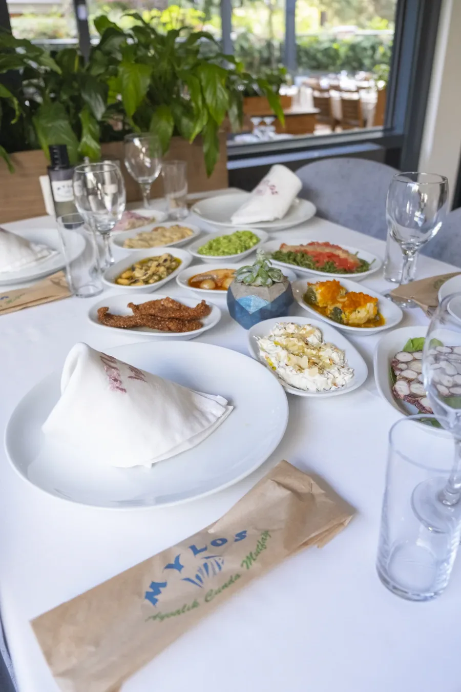 Mezelerle hazırlanmış Mylos sofrası